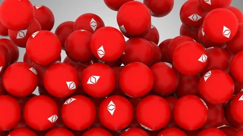 Falling Screen Balls Transition Animation with Ethereum Symbol Stock Footage 99477917
