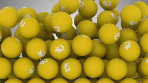 Falling Screen Balls Transition Animation with Turkish Money Symbol Video stock 99484735