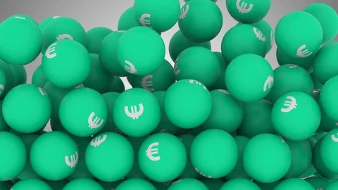 Falling Screen Balls Transition Animation with Euro Symbol Video stock 99486688