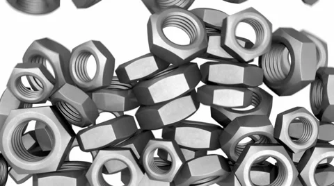 Falling screw-nuts Stock Footage 46423907