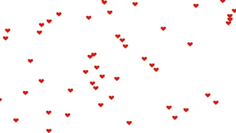 Falling shaped red hearts on a white background. 4K Motion graphic video Stock Footage 221856938