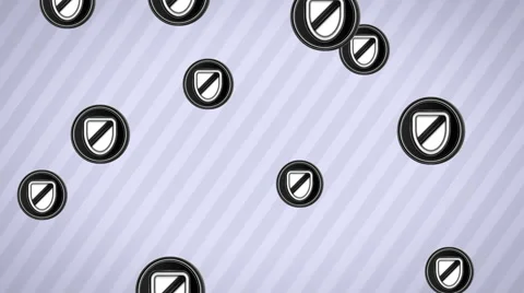 Falling shield icons. Looping. Alpha channel. Stock Footage 63348987