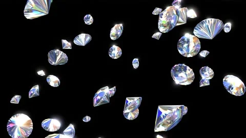 Falling shining diamonds looping 3D animation with alpha Video stock 165610731