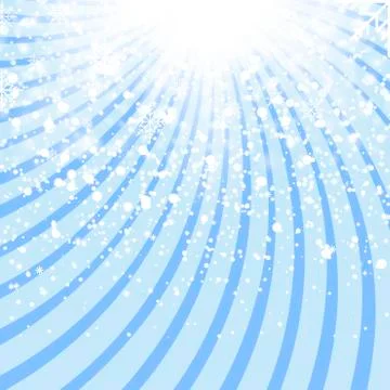 Falling shining snow or snowflakes on blue background. Vector. Stock Illustration