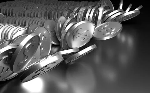 Falling silver coins. Stock Illustration