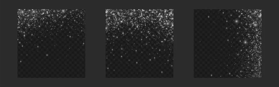 Falling silver confetti with glitter particles Stock Illustration
