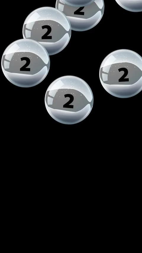 Falling Silver Spheres with Number Two on Black Background Stock Footage 344622441