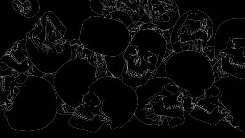 Falling skulls drawing Stock Illustration