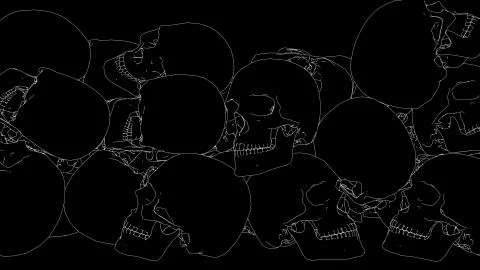 Falling skulls drawing Illustrazione stock