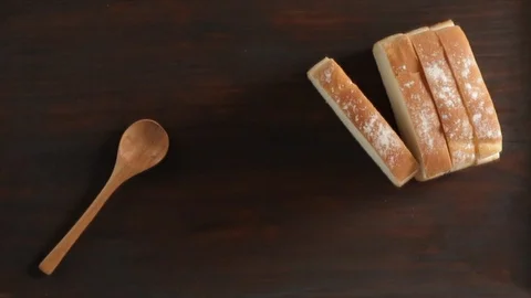 Falling Slice of Bread Stock Footage 85956528