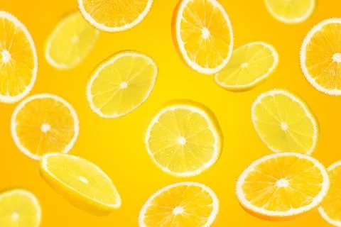Falling sliced citrys mix Stock Photos