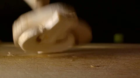 Falling Sliced Mushrooms Stock Footage 53015644