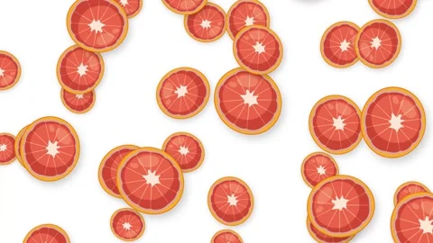 Falling Slices of Red Grapefruit and Orange Fruit on White Background Stock Footage 344518607