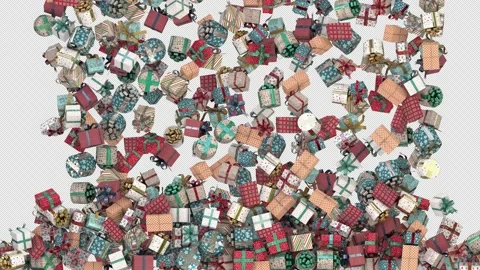 Falling small Christmas gift box present transition with alpha channel Stock Footage 224496883