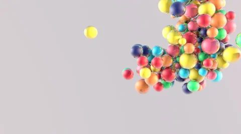 Falling of small glossy colorful 3d balls with cluster effect Stock Footage 64707427