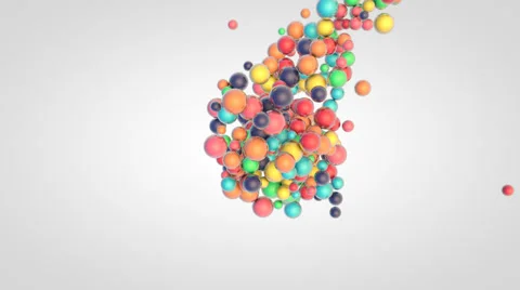 Falling of small glossy colorful 3d balls with cluster effect Stock Footage 64707503