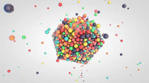 Falling of small glossy colorful 3d balls into the platonic Stock Footage 64707799