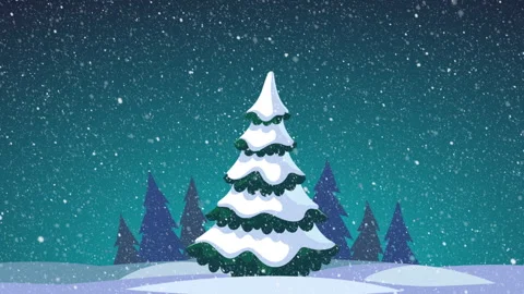 Falling Snow And Christmas Tree Stock Footage 258431946