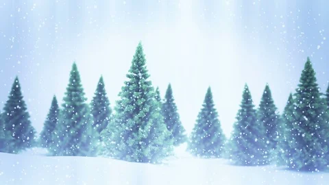 Falling snow and Christmas trees Stock Footage 110620476