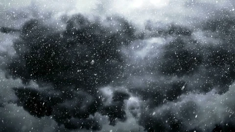 Falling Snow And Dark Clouds Stockbeeldmateriaal 94663318