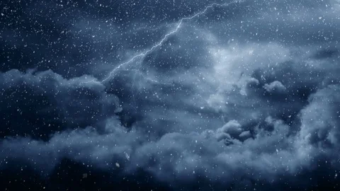 Falling Snow And Lightning Storm Video stock 94664401