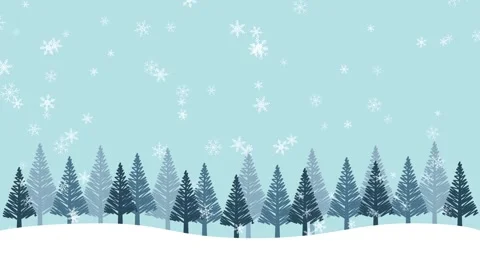 Falling Snow and Pine Forest Winter Landscape on Blue Background. Christmas and Stock Footage 321045805