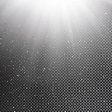 Falling snow and sun on transparent background Stock Illustration
