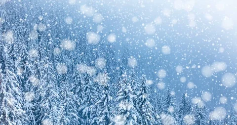 Falling snow animation winter mountain landscape Stock Footage 98465005