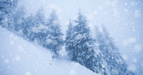 Falling snow animation winter mountain landscape Stock Footage 98465015