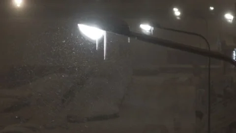 Falling snow background - snowflakes over night dark sky Stock Footage 97185787