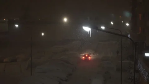 Falling snow background - snowflakes over night dark sky Stock Footage 97185918