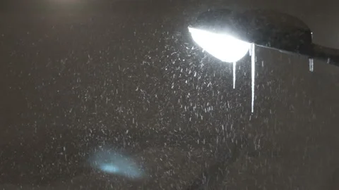 Falling snow background - snowflakes over night dark sky Stock Footage 97186754