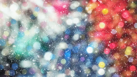 Falling snow on a beautiful festive background, new year's concept. Stock Footage 122758562