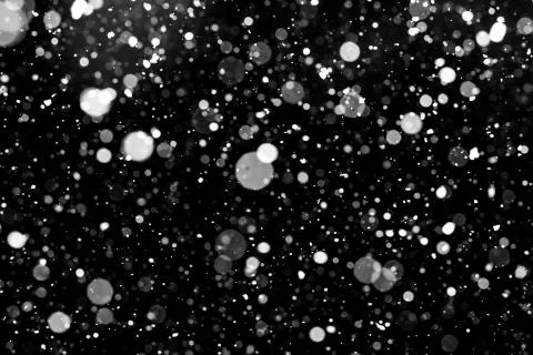 Falling snow on black background. Foto stock