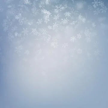 Falling snow on a blue background. Abstract white snowflake and sparkles Stock Illustration