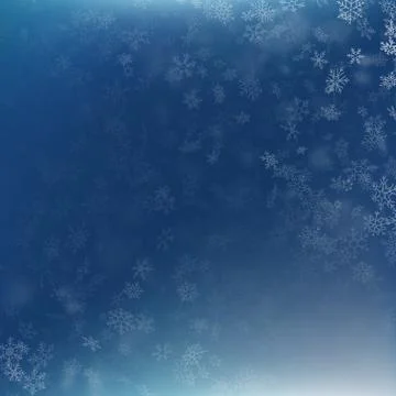 Falling snow on a blue background. Abstract white snowflake and sparkles Stock Illustration