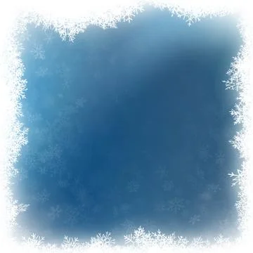 Falling snow on a blue background. Abstract white snowflake and sparkles Illustrazione stock