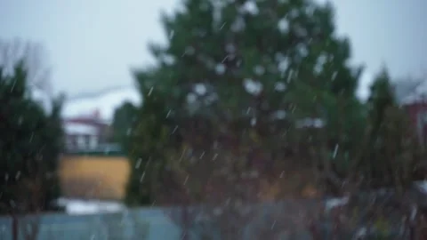 Falling snow on blurred background. Sad cloudy weather Stock Footage 302277367