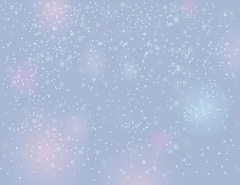 Falling snow on blurry grey silver background. Abstract snowflakes backdrop f Stock Illustration