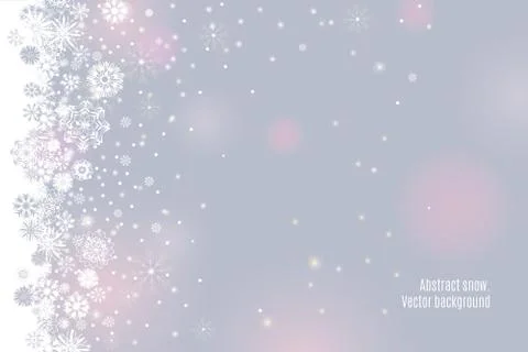 Falling snow border on a light tender silver grey background. Abstract winter Stock Illustration