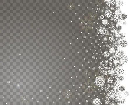 Falling snow border on a transparent background. Abstract snow background for Stock Illustration