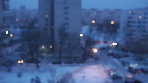 Falling snow in the city Stock Footage 103855117