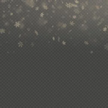 Falling snow flake golden overlay effect teplate isolated on transparent Stock Illustration