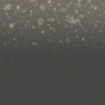 Falling snow flake golden overlay effect teplate isolated on transparent Stock Illustration
