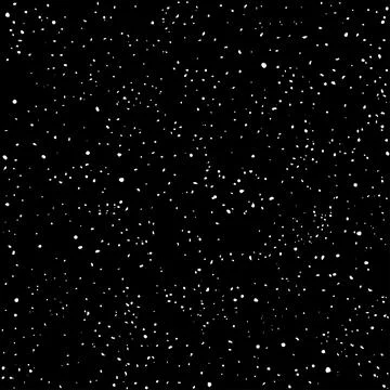 Falling snow flakes. Outer space, starry dark sky. Vector Stock Illustration