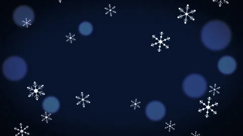 Falling snow flakes winter blue background loop animation Stock Footage 347565525