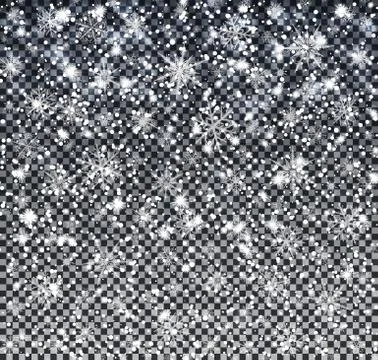 Falling snow isolated on transparent background. Christmas abstract backgroun Stock Illustration
