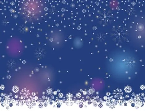 Falling snow magic border on a dark blue background. Abstract winter night li Stock Illustration