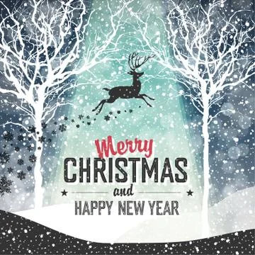 Falling snow. merry christmas background with text Stock Illustration
