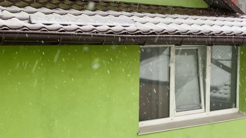 Falling snow near the window Stock Footage 151320616